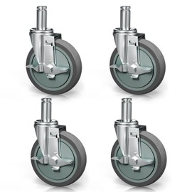 VVOKGO Caster Wheels 5" Locking Stem Casters Set of 4 Heavy Duty Castors with Brakes, for Wire Shelving Racks (0.866" x 2-3/16")