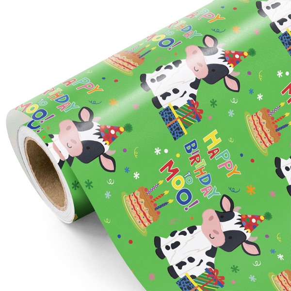 WRAPAHOLIC Cow Birthday Wrapping Paper Roll - Mini Roll -