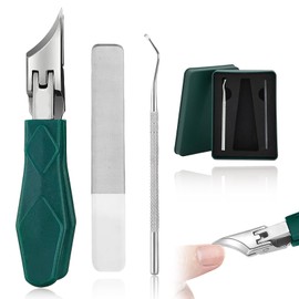 Nail Clippers Toenail Nail Clippers Set Oblique Nail Clippers 3 Pieces Toenail Clippers Large Toenail Clippers with Collection Container for Thick Ingrown Toenails