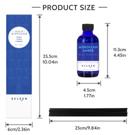 Xcleen Reed Oil Diffuser Set, Fragrance Diffuser - Floral Notes, Vanilla, Cinnamon & Amber, Includes 6 Rattan Scented Sticks Diffuser Reeds, Home & Office Decor, 110ml/3.7oz