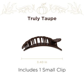 TELETIES - Small Flat Round Clip - For Thin-Medium Hair - For Lounging, Travel, Yoga, & More - Strong Grip, Bendable Teeth, Comfortable Lay-Back Design - All Hair Textures - Quilted Truly Taupe