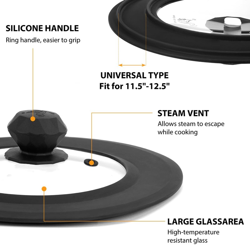 Set of 2 Vented Tempered Glass Universal Lid for Pot