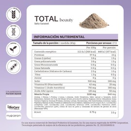Matter Total Beauty, Proteína Vegana con Probióticos y Enzimas BioCore®, Ceramidas Myoceram® y Ácido Hialurónico, Apoya Piel y Digestión, Bote 700g, Sabor Salty Caramel