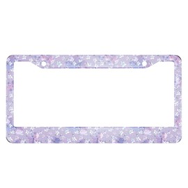 Swono Floral Purple License Plate Frame Purple Flowers with Buds and Small Light Blue License Plate Cover Aluminum Metal License Plate Holder Frame for Women Men Auto Decoration for US Car/Truck