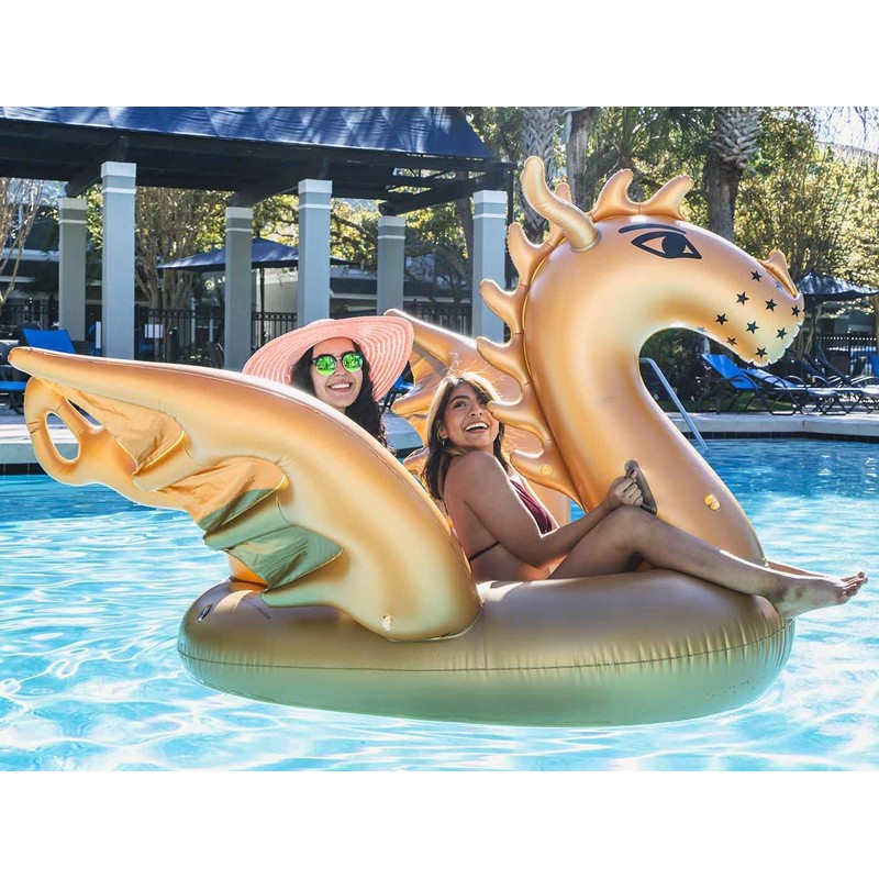 Giant Inflatable 103" Golden Dragon Pool Float - Luxy Float
