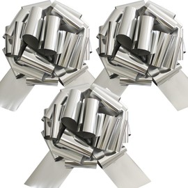 3Pcs Giant Bow for Present,12 Inch Giant Gift Bow Large Bow for Bike Appliances,Children's Cars,New Houses,Christmas,Big Gifts and Other Decorations and Scene Arrangements (Metallic Silver)