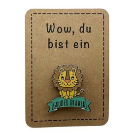 Big Brother Lion Badge | Enamel Pin | with Safety Pin | Gift Big Brother | Announce Pregnancy | Gift for Birth | Gift for Siblings, Metal