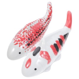 SUPVOX 2pcs Floating Fish Ornament for Aquarium & Garden Pond: Ceramic Spotted Red & Striped Fish Decor - Suitable for Home & Outdoor Use