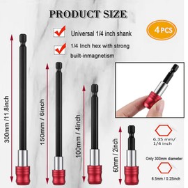 LxcshLjx 4Pcs Drill Bit Extension Set, Magnetic Screwdriver Bit Holder, Handheld Driver Drill Impact Adapter Extender，1/4 inch Hex Shank Quick Release Bit Holder for Impact Driver Screws Nuts