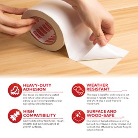 XFasten Double Sided Tape, Removable, 1/2-Inch by 20-Yards, Pack of 6 Ideal as a Gift Wrap Tape, Holding Carpets, and Woodworking