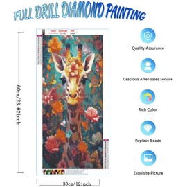 SHARPDRILL Diamond Painting Picture Set, DIY 5D Full Drill Cross Stitch Embroidery Painting Kits, Sika Deer Painting Children Adults Gifts for Bedroom Living Room Decor (30 x 60 cm)