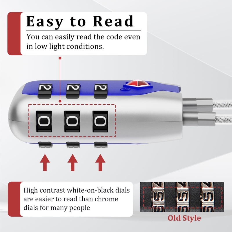 Joyway TSA Approved Luggage Lock, 3 Digit Combination Cable Lock