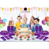 Grandipity 350 Piece Purple Disposable Dinnerware Set, Includes 50 of
