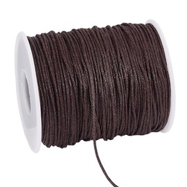 PandaHall 1 Roll 1 mm 100 Yards Waxed Cotton Cord Thread Bead Cord for Jewellery Making Crafting Beads Macrame Coconut Brown