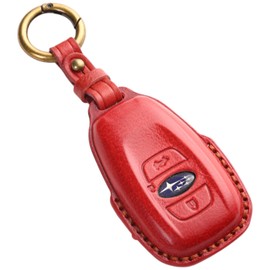 [smasol] Subaru Key Case, Cross Trek Key Cover, Forester Key Cover, Revogue Impreza Key Case, Genuine Leather, 3 Buttons, Trunk Button, Men's, Women's, Subaru Levorg Key Case, Forester Key Case (3D