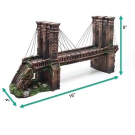 Penn-Plax Medium Brooklyn Bridge Model For Large Fish Tanks and Aquarium - Large Decoration