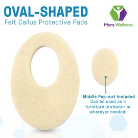 Oval Shaped Felt Callus Protective Pads - Adhesive Foot Pads That Surround Calluses from Rubbing On Shoes - 1/8" - 25 Pack