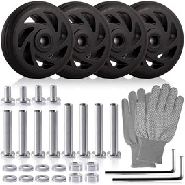 4PCS 47mm Luggage Replacement Wheels 47mm x 18mm,Silent Rubber Wheels for Suitcase, Wear-Resistant Repair Wheel Kit with Screws (WS-06P)