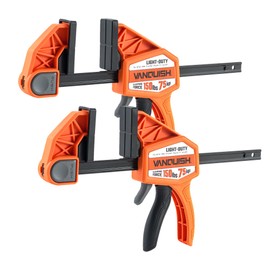 VANQUISH 6" Bar Clamps for Woodworking, One-Hand Quick Release Spreader/Clamp, Light Duty Wood Clamps Set with 150LBS Load Limit, 2-pack, 3625