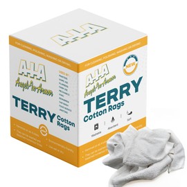 Angel-in-Armor White Terry Cloth Rags (12” x 12”) – 20Ib Bulk Box of 100% Cotton Cleaning Rags (240 Units) – Reclaimed Towels for Plumbers, Shop Use, Janitorial, and Commercial Cleaning