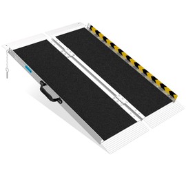 3FT Portable Wheelchair Ramp, Non-Slip Aluminum Folding Handicap Ramp, Ramps for Wheelchairs for Home with Handle, Wheelchair Ramps for Home Steps/Stairs/Threshold/Doorways/Scooter, 600LBS Capacity