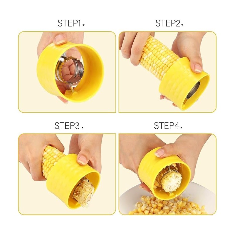 2pcs Cob Corn Stripper,Plastic Corn Peeler for Cobbe,Stainless Steel Blades