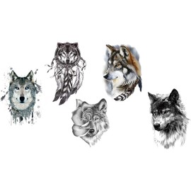 Wolf Tattoos Fake Tattoos Arm Tattoos 5 Sheets Set Wolf 5