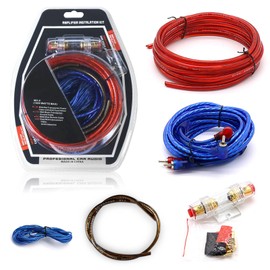 Bocguy Subwoofer Kabel Set, 10GA Kfz Endstufe Kabel Set, 1500w Car Hifi KabelSet, Cinch KabelAuto, Car Audio Wire 4,5 m, Verstärker Kabelsatz Anschluss für Car Audio Endstufen