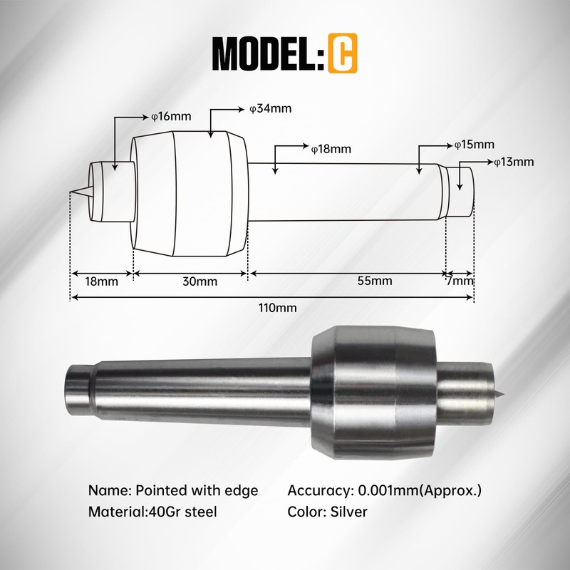 CNCTOPBAOS 65mm Lathe Center Morse Taper 2 Live Center Movable