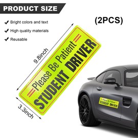KVAEY 2 PCS New Driver Magnet for Car, Highly Reflective Waterproof Please Be Patient New Driver Magnet, Reusable Safety Bright-Colored Warning Magnetic Rookie Driver Bumper Sticker (Style 5)