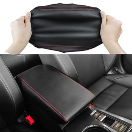 PAZIP for 2022 Honda Civic Accessories Leather Auto Armrest Cover Protector Center Console Box Seat Cover 11th Gen Civic Sedan Hatchback (Red Trim)