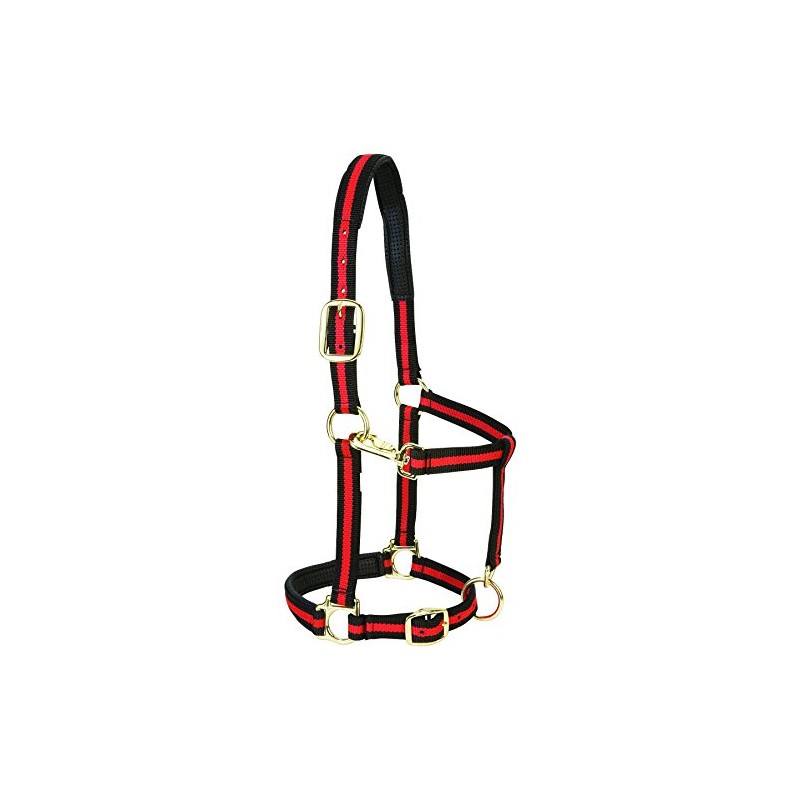 Weaver Leather Padded Adjustable Nylon Horse Halter, Red, 1" Small
