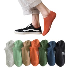 DAMILY Socks, Men's, Summer, Ankle Socks, Short, Colorful, Cotton, No Stuffy, Socks for Men, Breathable, Sweat Absorbent, Quick Drying, Footcover, 7 Pairs Set, 9.4 - 10.6 inches (24 - 27 cm), Colorful