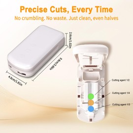 Pill Cutter for Small Pills, Tablet Splitter with Storage, Pill Crusher & Multi-Cut Options, Pill Cutters for Tablets UK for Elderly, Kids, Pets