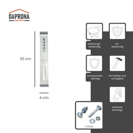 DAPRONA Holder for running grate, galvanised silver, 25 cm, step step, roof steps for chimney sweep