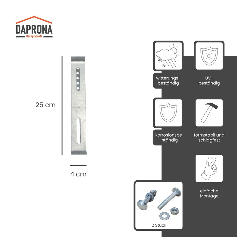 DAPRONA Holder for running grate, galvanised silver, 25 cm, step