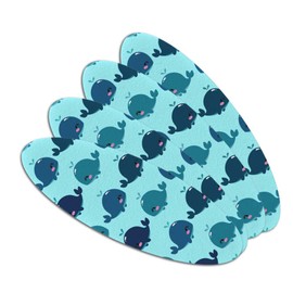 Cute Kawaii Whales Pattern Double-Sided Oval Nail File Emery Board Set 4 Pack