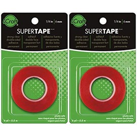 iCraft SuperTape Strong Double Sided Permanent Double-Sided Adhesive 1/4" x 6 Yards Clear (2)