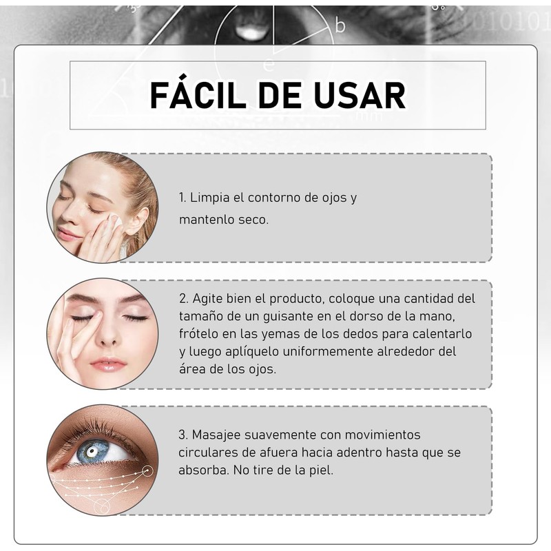 Crema para Ojos Antiarrugas Efecto Tensor Temporal Inmediato Reduce Bolsas,
