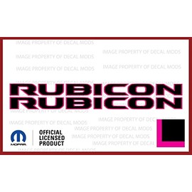 Decal Mods Rubicon Hood Graphic Decals Stickers fits Jeep Wrangler & Gladiator JL/JT Rubicon (2018-2024) Black w/hot Pink Outline (Set of 2) FJ4A5