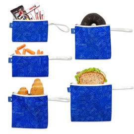 Nordic By Nature Reusable Sandwich Bag Snack Bags - Value Pack of 5 Dual Layer Lunch Baggies - Dishwasher Safe - Eco Friendly Cloth Wraps - Easy Open Zipper (Gamer Blue)
