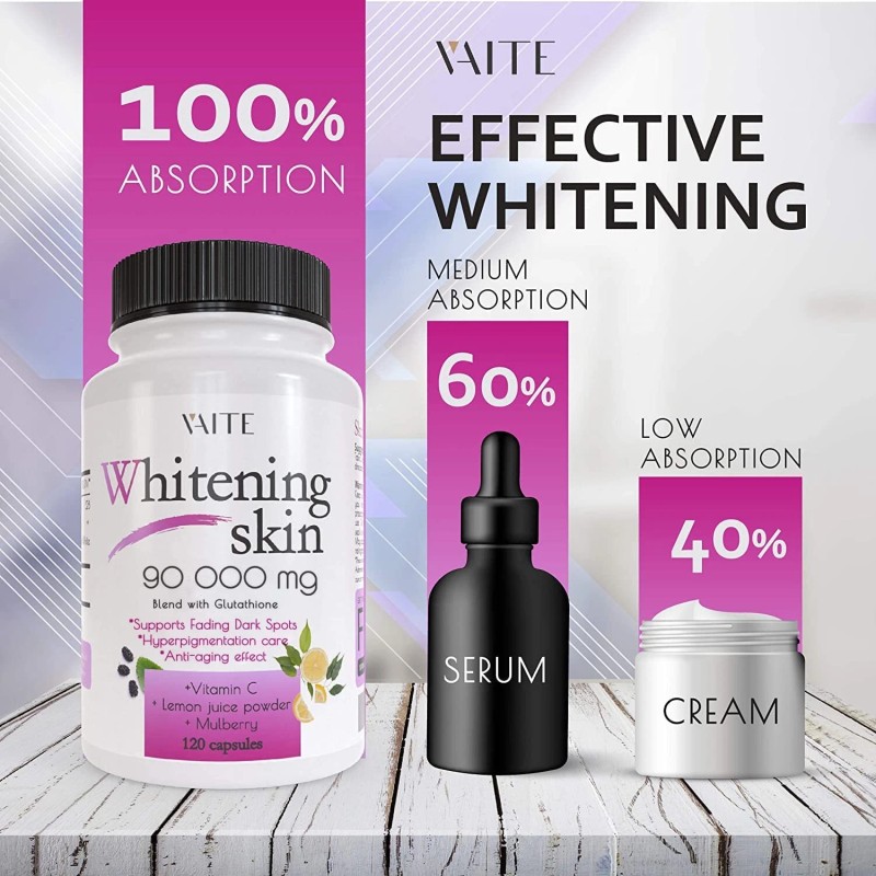 VAITE Glutathione Skin Bleaching Pills 120 Count Antioxidant Dark Spot