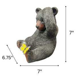 AMAJY Figurine in Whimsical Sitting Black Bear and Butterfly Design Statue Figurine for Cabin Lodge Style Home, Office Decoration (Cell Phone Stand/Holder)