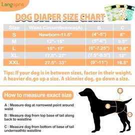 Langsprit Washable Female Dog Diapers (3 Pack) - Doggie Reusable Small Medium Large Dog Diapers for Doggy Puppy Female in Period - Highly Absorbent Dog Heat Panties (Rabbit, Owl, Lion, Medium)