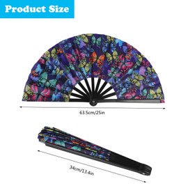 6 Pack Large Rave Hand Fan for Line Dancing, Clap Popping Fan for Women/Men, Plastic Clack Handheld Fan for Boots On The Ground, Festiveal, Party, Beach and Home Decorations