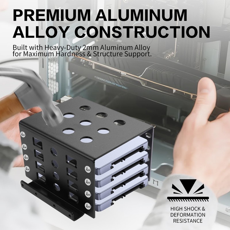 2.5 HDD Mounting Rack, Aluminum Hard Drive Storage Bracket, Mount