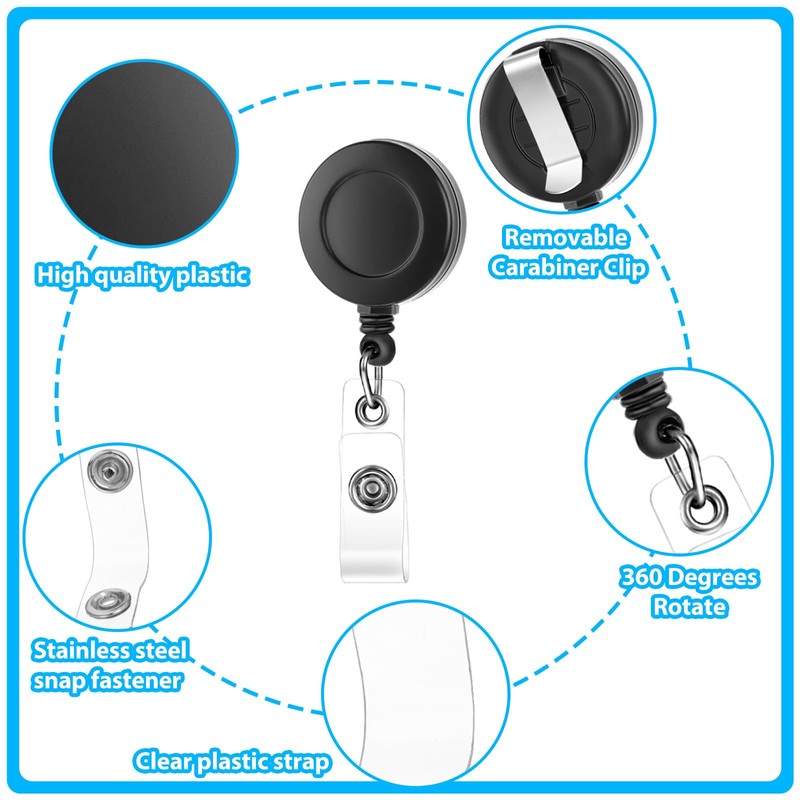 Molain 2 Pack Soft Plastic Horizontal Badge Holder with Retractable