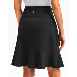 G Gradual Skorts Skirts for Women with 5 Pockets 20" Knee Length Golf Skirt Modest Long Tennis Athletic Skirts for Women(Black,XL)