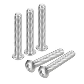 QUARKZMAN 5/16-18 x 2 Inch Rounded Head Screws Hexagon Socket Pack of 5 304 Stainless Steel Fasteners Hex Bolt Screws Fully Threaded Hex Drive Screws