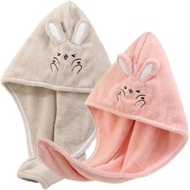 SECFOU Toalla para Cabello y Absorbente de Microfibra, Secado Rápido, Ligera y Cómoda, Adecuado para Envolver el Cabello Durante Viajes, Paquete de 2 Unidades